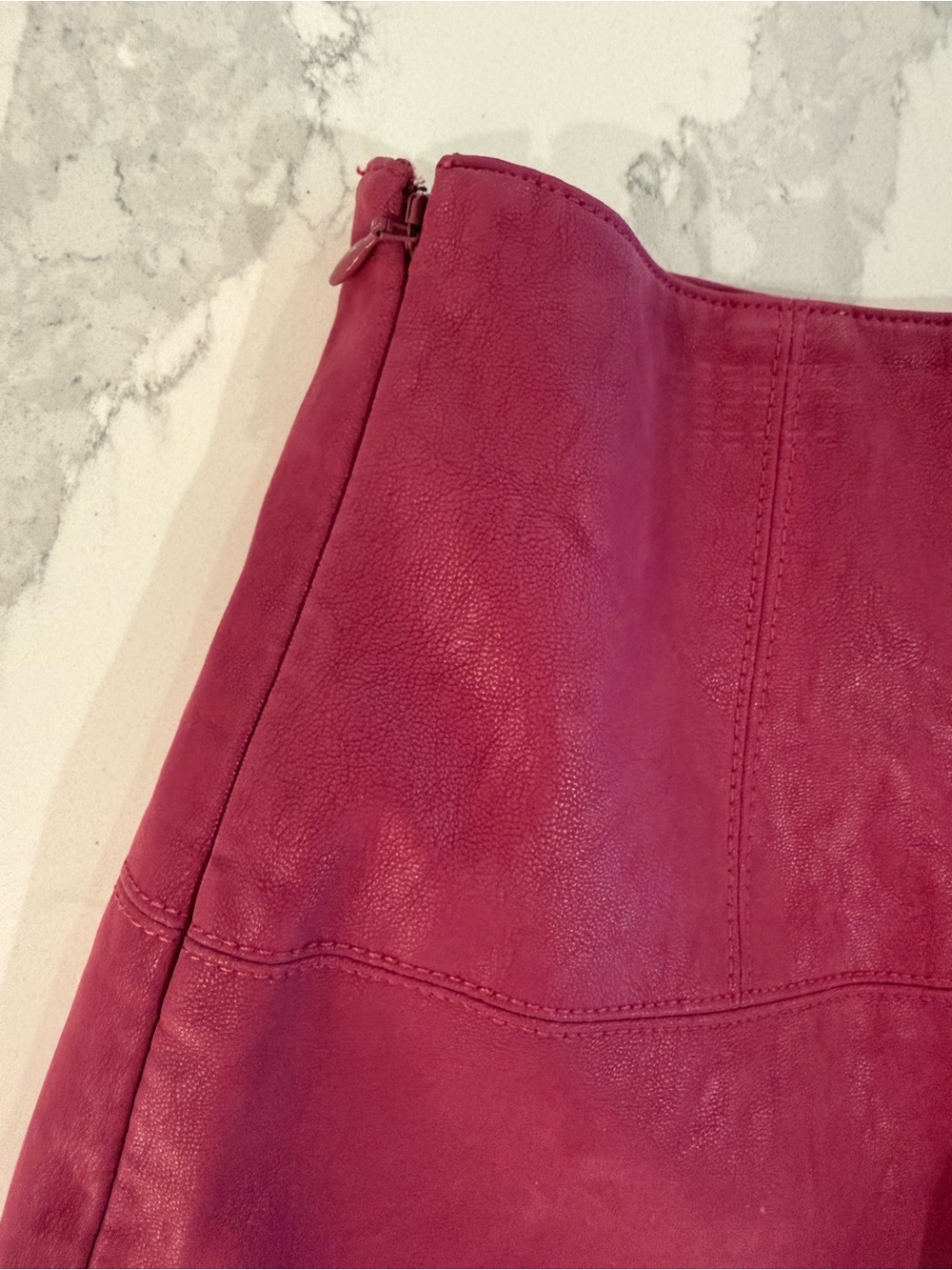 Free People Raspberry Pleather Mini Skirt - Picture 3 of 3